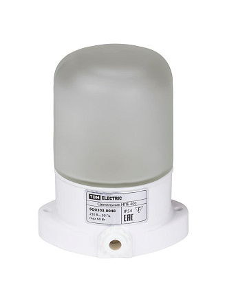 Светильник TDM Electric, НПБ400, 60 Вт, E27, на 1 лампочку, IP54, 11х11х13.5 см, для сауны и бани, 125 градусов, белый, SQ0303-0048