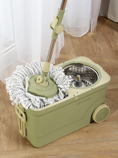 Набор для уборки, ведро с вращающимся отжимом и швабра, Bclean, A260018