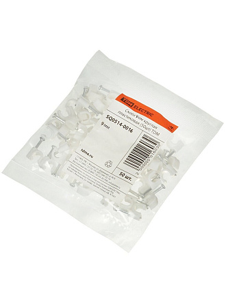 Скоба для кабеля, пластик, 9 мм, 50 шт, круглая, TDM Electric, с гвоздем, SQ0514-0016