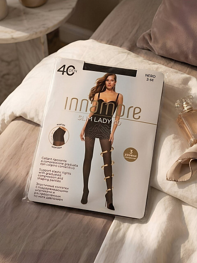 Колготки Innamore, Slim Lady, 40 DEN, р. 3, nero/черные, с шортиками