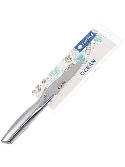 Нож кухонный Daniks, Ocean, для овощей, нержавеющая сталь, 9 см, рукоятка нержавеющая сталь, YYW-A429B-PA