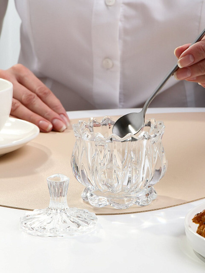 Сахарница 140 мл, стекло, 11х11х7.5 см, с крышкой, Y6-2027