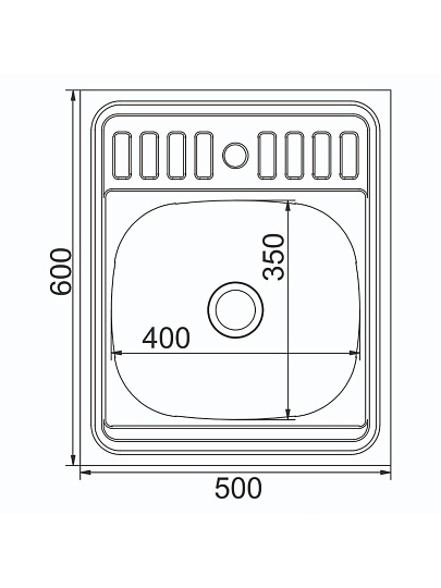 Мойка кухонная накладная, Mixline, нержавеющая сталь, 500х600 мм, 0.4 мм
