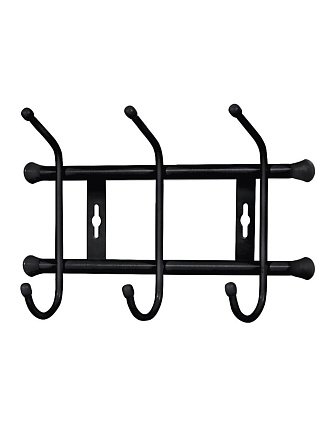 Вешалка настенная 3 крючка, 6.7х28.5х18 см, металл, Nika, ВН3, черная