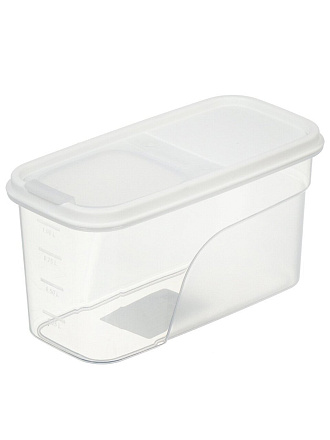 Контейнер пластик, 1.2 л, 19х9х10 см, белый, прямоугольный, для сыпучих продуктов, с крышкой, Violet, 461206