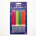 Свечи для торта, 10 см, винтовые, 10 шт, в ассортименте, Микрос, с держателями 4.8 см - фото 3