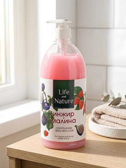 Крем-мыло Freshweek, Life&amp;Nature, 1 л, Инжир и малина