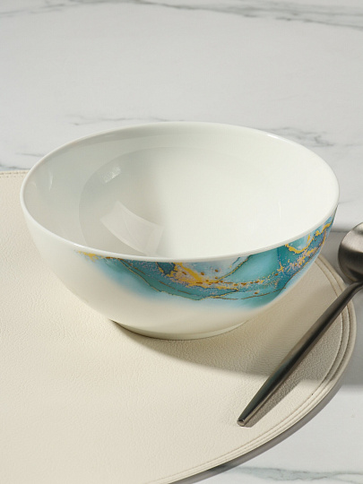 Салатник стеклокерамика, круглый, 18х7.4 см, 0.95 л, Флюид, Daniks, синий