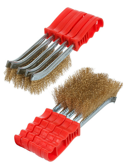 Щетка по металлу 10 шт, 1-рядная, медь, рукоятка пластик, Bartex