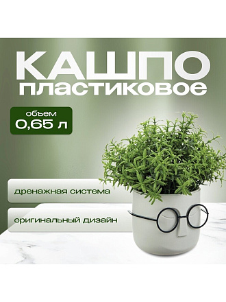 Кашпо пластик, 0.65 л, 11.5х10.5 см, со вставкой, белый ротанг, Idea, Стив, М 3079