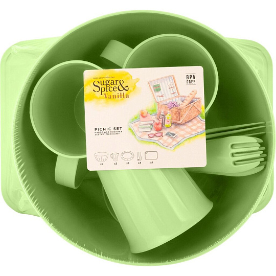 Набор для пикника на 3 персоны, 14 предметов, фисташковый, Sugar&amp;Spice, Vanilla, SE181612050