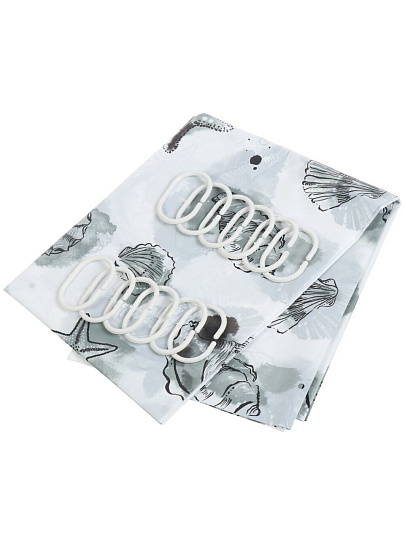 Штора для ванн 180х180 см, полиэстер, Вилина, Посейдон, черная, 6984-007-black