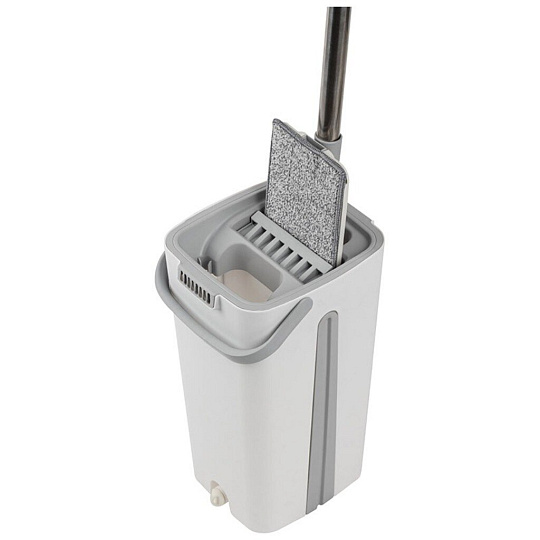 Набор для уборки ведро с отжимом, швабра МОП, белый с серым, Рыжий кот, Helper, 109965