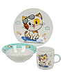 Набор детской посуды фарфор, 3 шт, Котенок, подарочная упаковка, Loraine, 60407 - фото 3
