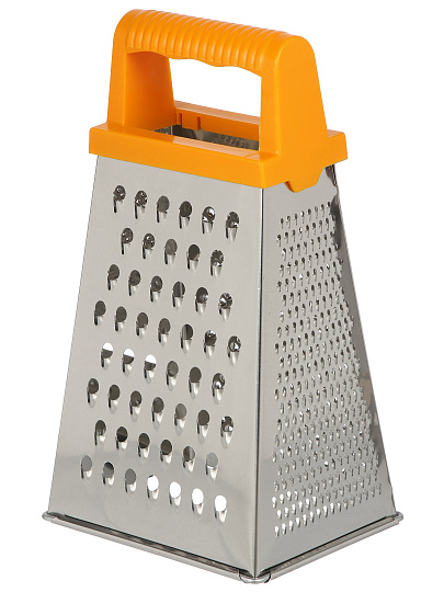 Терка 4 грани, 12х9.6х20.8 см, сталь, рукоятка полипропилен, с контейнером, навеска, Никис, ТН-2ук, 116678, хром