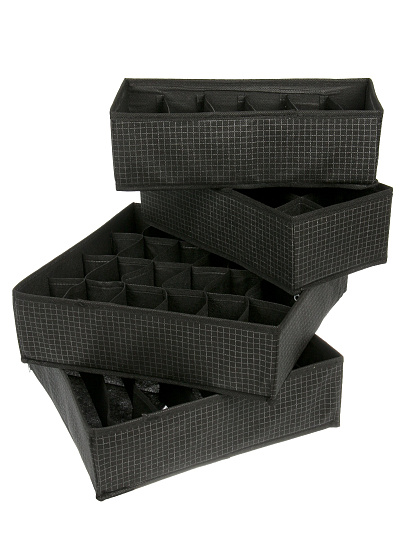 Набор кофров д/хранен, 4 шт (32*16*10-2; 32*32*10-2), черн клетка, A190053