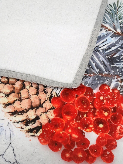 Полотенце кухонное махровое, 30х50 см, 250 г/м2, 100% полиэстер, Снегири, Китай