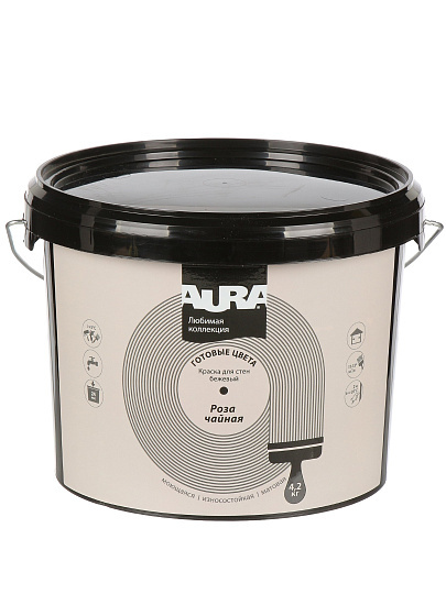Краска водно-дисперсионная, Aura, акриловая, интерьерная, моющаяся, влагостойкая, матовая, роза чайная, 4.2 кг