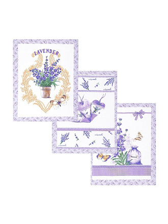 Набор полотенец кухонных 3 шт, 45х60 см, 100% хлопок, АртДизайн, Сиреневая дымка, рогожка, Россия, Н3_ПКР45.60