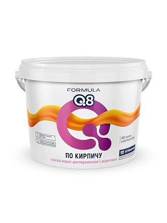 Краска водно-дисперсионная, Formula Q8, акриловая, фасадный по кирпичу, влагостойкая, матовая, синяя, 2.4 кг