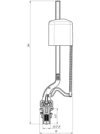 Арматура для бачка унитаза нижняя, 1/2&quot;, однорежимная, кнопочная, белая, Инкоэр, СБкпм-НпрНРФ-Б-В Р