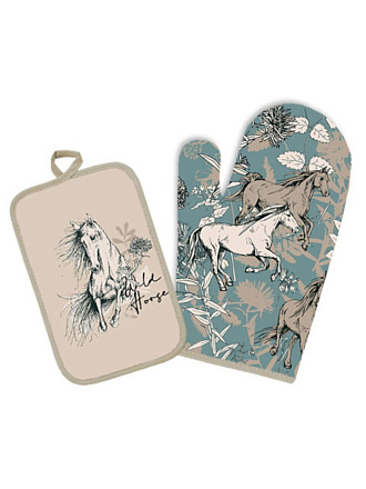 Набор кухонный 2 шт, h 29 + 22х14см ( варежка, прихватка), 70% хлопок, 30% полиэстер, РПЛ-2