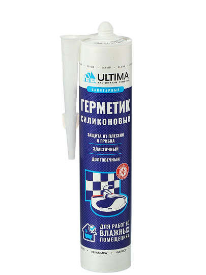 Герметик силиконовый, санитарный, Ultima, H0804, 280 мл, белый