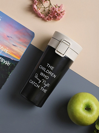 Термокружка нержавеющая сталь, 0.38 л, колба нержавеющая сталь, черная, Y4-9331