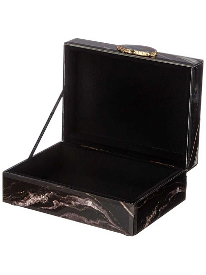 Шкатулка для украшений, МДФ, стекло, 16х12.5х6.5 см, черная, Lefard, 06-299