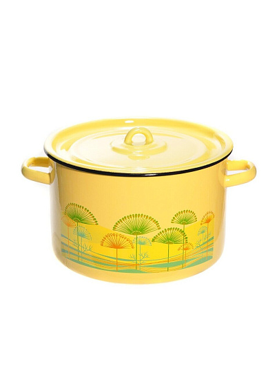 Кастрюля эмалированная сталь, 7 л, крышка сталь, СтальЭмаль, 1с18с, в ассортименте, индукция