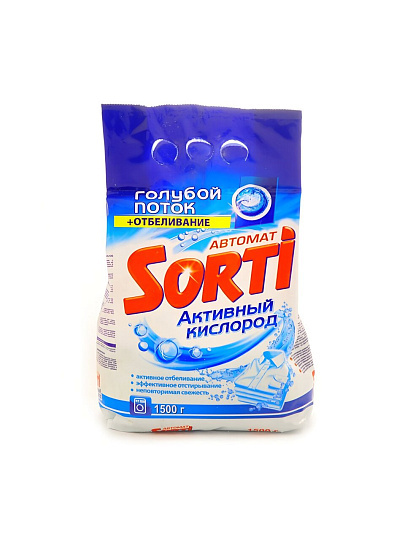 Стиральный порошок Sorti, 1.5 кг, автомат, для белого белья, Активный кислород