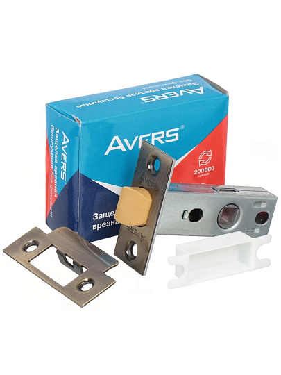 Защелка врезная, Avers, 5400-P-AB, 21094, язычок пластиковый, без ручек, бронза