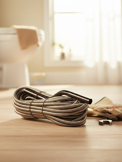 Трос сантехнический для засоров стояков, диаметр 13.5 мм, пружина, 1.8 мм, 15 м, СантехКреп, 3.1.5.6.