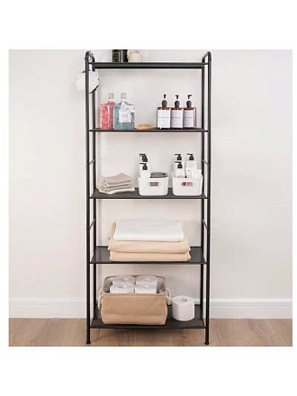 Стеллаж металл, пластик, 5 секций, 65.5х30х155.5 см, 5 полок, черный, ЗМИ, Валенсия, СТВ25 Ч