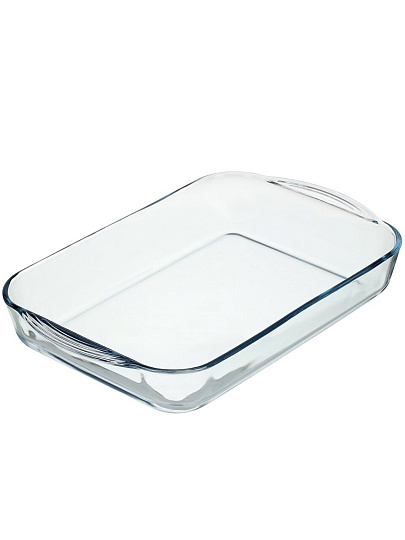 Форма для запекания стекло, 25х40х6 см, 3.85 л, прямоугольная, с крышкой, Borcam, 59124GREY