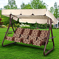 Качели садовые 4-местные, 265х143х195 см, 380 кг, Arno, Дефа Люси Стандарт, раскладываются в кровать, шоколад, вензель, подушка, 2017-КД-58/С, металл