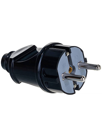 Вилка прямая, с заземлением, 16 А, IP20, 250 В, еврослот, черная, UNIVersal, A1010