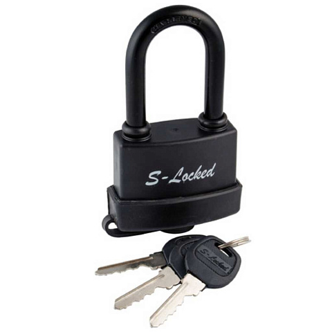 Замок навесной S-Locked, ВС 03-63L, 121853, цилиндровый, черный, 63 мм, всепогодный, 3 ключа