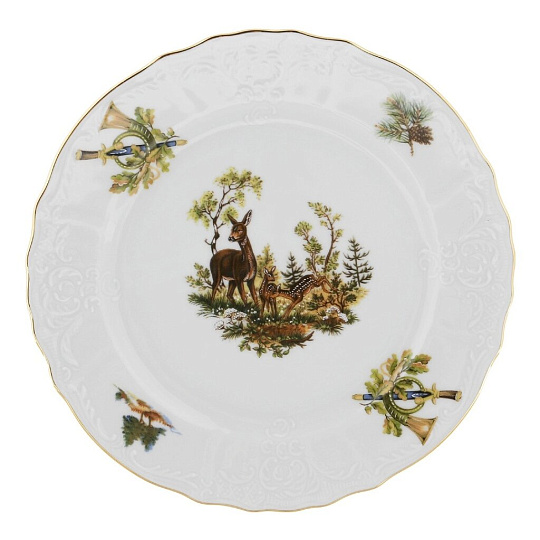 Тарелка обеденная, фарфор, 25 см, круглая, Охотничьи сюжеты, Bernadotte, P1750045JQZU001011, в ассортименте