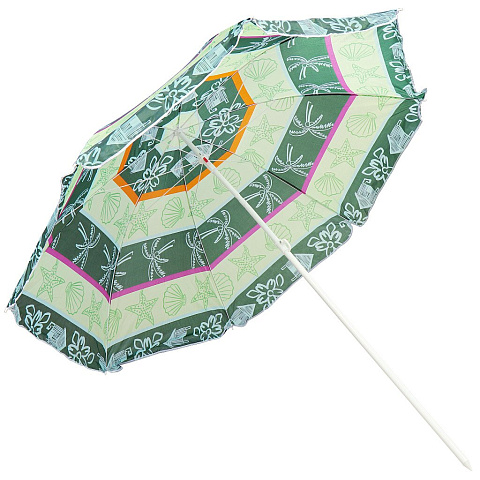 Зонт пляжный 200 см, с наклоном, 8 спиц, металл, Зелёный с ракушками, LY200-1 (535-6)