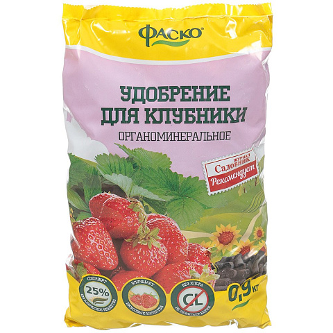 Удобрение для клубники, органоминеральное, гранулы, 900 г, Фаско