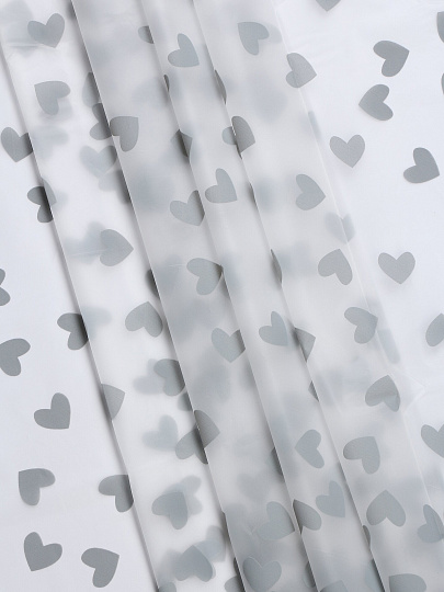 Штора для ванной 180х180 см, Peva, Черные сердца, серая, Y4-11155