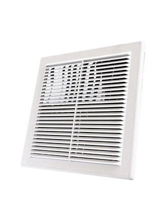 Решетка вентиляционная ABS пластик, вытяжная, 150х150 мм, с сеткой, с рамкой, с защитой от обратной тяги, белая, Viento, 1515ВР-ОК