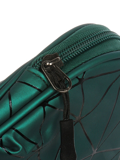 Косметичка полукруглая с ромовидной сеткой, изумрудная 24Х4Х11см, A080077