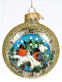 Елочное украшение Куранты и снегири, 8 см, стекло, КУ-80-224232