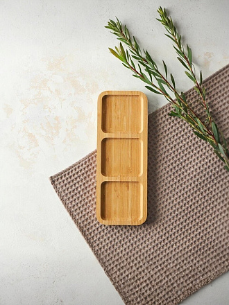 Менажница бамбук, 25х9.5х1.5 см, 3 секции, прямоугольная, Vetta, 883-004