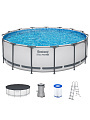 Бассейн каркасный Bestway, 457х122 см, Steel Pro Max, 56438, фильтр-насос, лестница, тент, 16015 л - фото 8