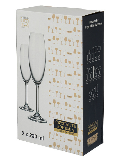 Бокал для шампанского, 220 мл, стекло, 2 шт, Bohemia, Colibri/Gastro, 91L/4S032/T/00000/220-2S1REP