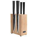 Набор ножей 5 предметов, 9 см, 12.5 см, 17.5 см, 20 см, 20 см, сталь, рукоятка сталь, с подставкой, магнитная, Nadoba, Horta, 723616