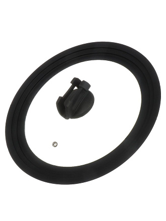 Крышка для посуды стекло, Daniks, кнопка силикон, черная, ручка держатель, 24/26/28, GLM-242628